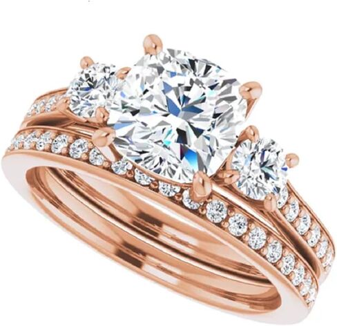 1-3 CT Moissanite Solitaire Engagement Ring Set for Women | Three-Stone Bridal Wedding Sets | 925 Sterling Silver, 10K/14K/18K Solid Gold & Size 4-12 in Saudi Arabia