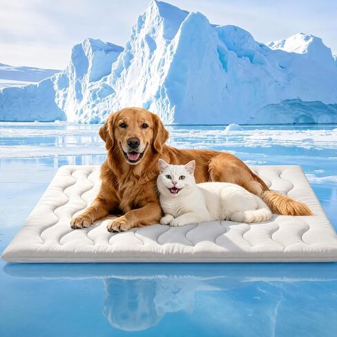 2026 Upgrade Dog Cooling Mat, 36"×23" Thicken Waterproof Q-MAX>0.4 Summer Dog Crate Pad with Ice Cool & Arc-Chill Cool Fiber, Washable Portable Self-Cooling All-Season Pet Bed Mat for Dogs & Cats in Saudi Arabia