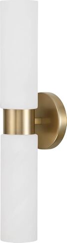 Capital Lighting 651721AD Alyssa Art-Inspired Luxe Faux Alabaster Glass Cylinder Wall Sconce Vanity Bar Light, 2-Light 200 Total Watts, 21" H x 5" W, Aged Brass in Saudi Arabia