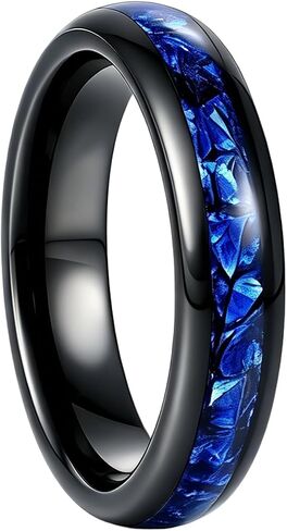 4mm Black Tungsten Carbide Wedding Band for Women Synthetic Sapphire Inlay Engagement Promise Ring Comfort Fit Anniversary September Birthstone Eternity Ring in Saudi Arabia