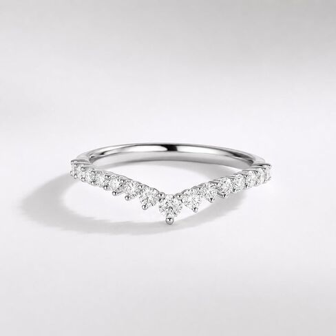 AURALUME Lab Grown Diamond V Wedding Band 0.42cttw D Color VVS Clarity 3EX Cut Round Diamonds S925 Stackable Curved Anniversary Eternity Ring for Women in Saudi Arabia