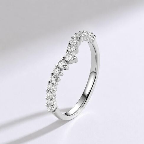 AURALUME Lab Grown Diamond V Wedding Band 0.42cttw D Color VVS Clarity 3EX Cut Round Diamonds S925 Stackable Curved Anniversary Eternity Ring for Women in Saudi Arabia