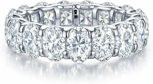 Lunar Belle Oval Cut Moissanite Eternity Ring for Women, 925 Sterling Silver Wedding Band, 4x6mm (each stone weight 0.40ct) Full Eternity Anniversary Ring – Liquid Halo in Saudi Arabia