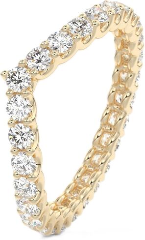 V Shape Lab-Grown Diamond Eternity Ring – 14K & 18K Yellow, Rose, White Gold – 2.2mm Wide, D–E Color in Saudi Arabia