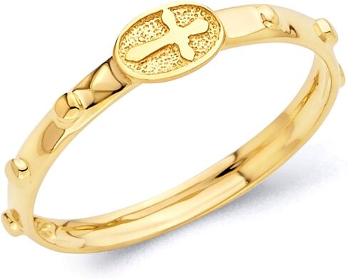 14k Yellow OR White Gold 2mm Religious Rosary/Rosario Eternity Band in Kuwait