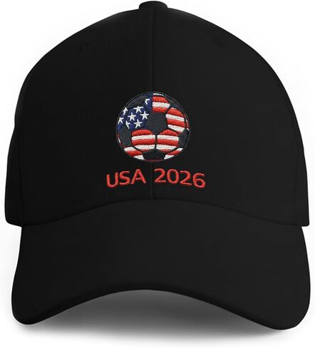 World Cup USA Hat 2026 - Adjustable Soccer Baseball Cap,World Cup Merchandise Gifts Accessories Decorations,Football Supporter Gear,American Flag Embroidery Cotton Hat for Men & Women Black in Kuwait