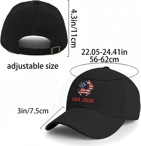 World Cup USA Hat 2026 - Adjustable Soccer Baseball Cap,World Cup Merchandise Gifts Accessories Decorations,Football Supporter Gear,American Flag Embroidery Cotton Hat for Men & Women Black in Kuwait