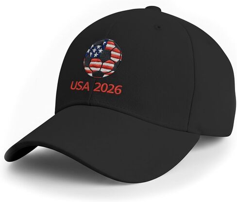 World Cup USA Hat 2026 - Adjustable Soccer Baseball Cap,World Cup Merchandise Gifts Accessories Decorations,Football Supporter Gear,American Flag Embroidery Cotton Hat for Men & Women Black in Kuwait