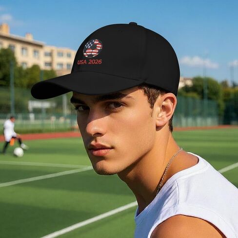 World Cup USA Hat 2026 - Adjustable Soccer Baseball Cap,World Cup Merchandise Gifts Accessories Decorations,Football Supporter Gear,American Flag Embroidery Cotton Hat for Men & Women Black in Kuwait