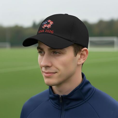 World Cup USA Hat 2026 - Adjustable Soccer Baseball Cap,World Cup Merchandise Gifts Accessories Decorations,Football Supporter Gear,American Flag Embroidery Cotton Hat for Men & Women Black in Kuwait