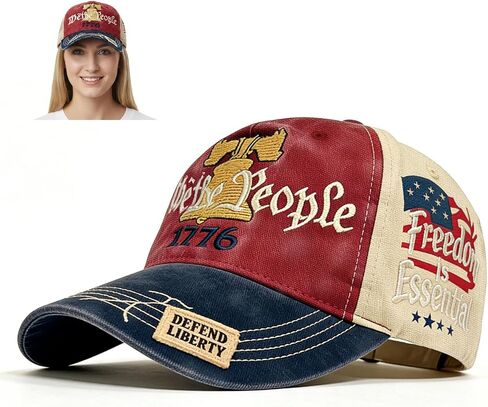 250th Anniversary USA Hat, 1776 Vintage Embroidered Baseball Hat for Men&Women, Adjustable Cotton Baseball Hat for Everyday Wear/Independence Day/Patriotic Events/Veteran Day in Kuwait