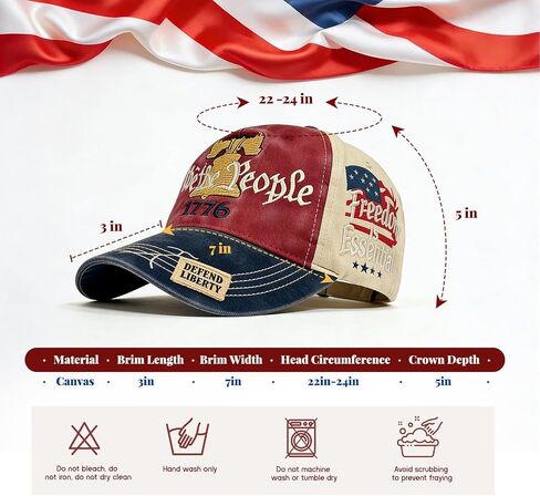 250th Anniversary USA Hat, 1776 Vintage Embroidered Baseball Hat for Men&Women, Adjustable Cotton Baseball Hat for Everyday Wear/Independence Day/Patriotic Events/Veteran Day in Kuwait