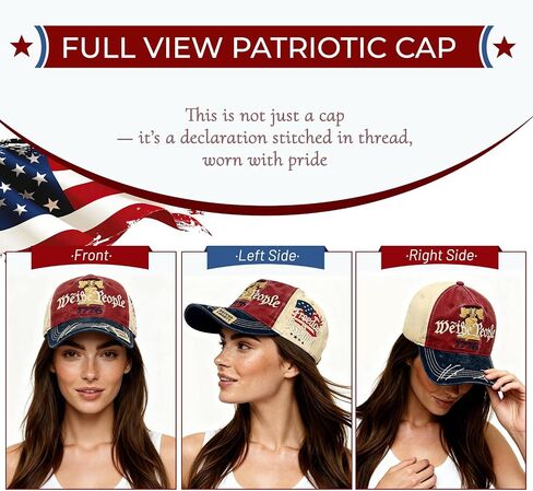 250th Anniversary USA Hat, 1776 Vintage Embroidered Baseball Hat for Men&Women, Adjustable Cotton Baseball Hat for Everyday Wear/Independence Day/Patriotic Events/Veteran Day in Kuwait