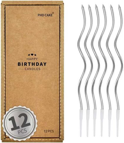 PHD CAKE 12-Count Gold Spiral Long Thin Metallic Birthday Candles, Cake Candles, Birthday Parties, Wedding Decorations, Party Candles in Kuwait