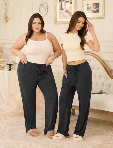 3-Pack Womens Pajama Pants with Drawstring, Soft Sleep & Lounge Pants in Kuwait