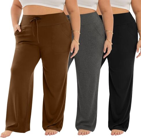 3 Pack Womens High-Waisted Pajama Pants with Pockets, Comfy Sleep Pj Pants for Yoga Lounge in Saudi Arabia