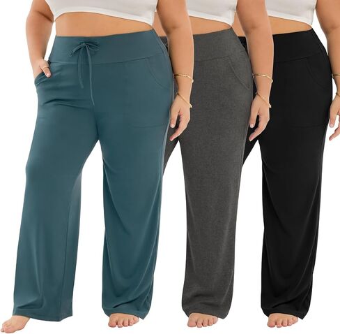 3 Pack Womens High-Waisted Pajama Pants with Pockets, Comfy Sleep Pj Pants for Yoga Lounge in Saudi Arabia