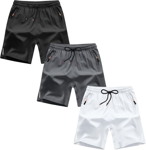 Boys Shorts Quick Dry Athletic Running Shorts with Zipper Pockets in Saudi Arabia