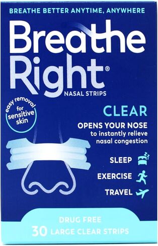 Breathe Right Nasal Strips Clear For Sensitive Skin Large 30 Each (Pack of 12) in Kuwait