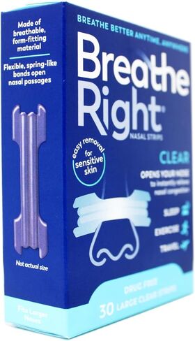 Breathe Right Nasal Strips Clear For Sensitive Skin Large 30 Each (Pack of 12) in Kuwait