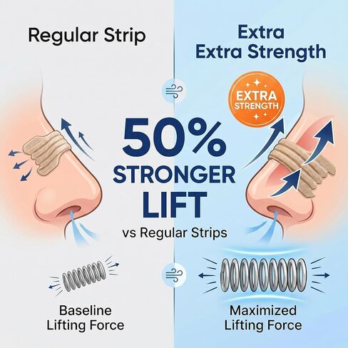 Extra Strength Nasal Strips for Snoring Relief, Tan Nose Strips to Improve Breathing & Nasal Congestion Relief from Cold & Allergies, Drug-Free Sleep Aid for Deviated Septum, 44 Count in Kuwait