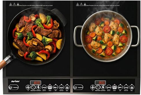 Commercial Induction Cooktop 1800W, Professional Electric Countertop Burner, 10 Power & 10 Temp Setting, Induction Hot Plate with Timer, Electric Stove with LED Screen, Black in Kuwait