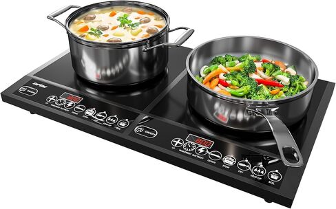 Commercial Induction Cooktop 1800W, Professional Electric Countertop Burner, 10 Power & 10 Temp Setting, Induction Hot Plate with Timer, Electric Stove with LED Screen, Black in Kuwait
