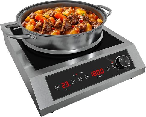 Commercial Induction Cooktop 1800W, Professional Electric Countertop Burner, 10 Power & 10 Temp Setting, Induction Hot Plate with Timer, Electric Stove with LED Screen, Black in Kuwait