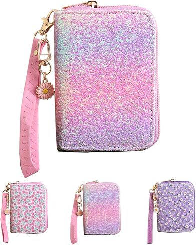 AACKS Flower Wallets with Strap Little Girls Flower Coin Pouch Small Cute Wallet for Teen Girls with Coin Pocket Cherry Fruit Wallet in Saudi Arabia