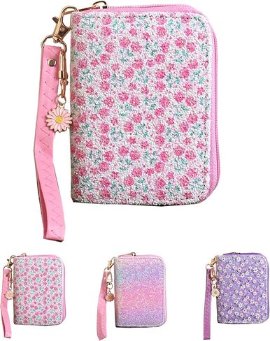AACKS Flower Wallets with Strap Little Girls Flower Coin Pouch Small Cute Wallet for Teen Girls with Coin Pocket Cherry Fruit Wallet in Saudi Arabia