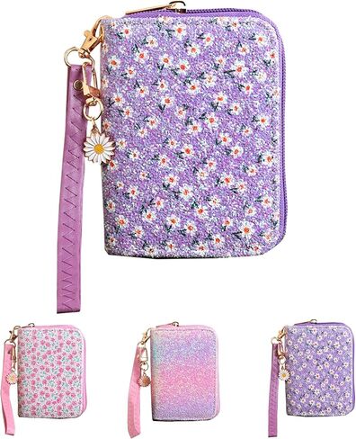 AACKS Flower Wallets with Strap Little Girls Flower Coin Pouch Small Cute Wallet for Teen Girls with Coin Pocket Cherry Fruit Wallet in Saudi Arabia
