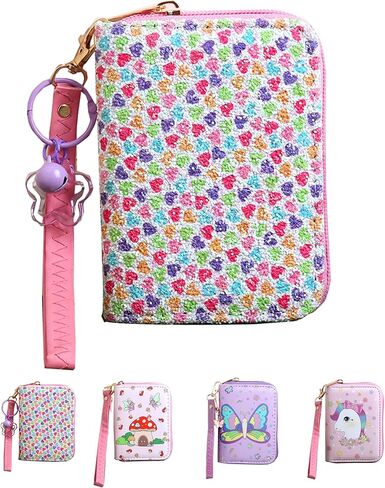 AACKS Flower Wallets with Strap Little Girls Flower Coin Pouch Small Cute Wallet for Teen Girls with Coin Pocket Cherry Fruit Wallet in Saudi Arabia
