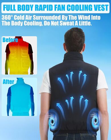 21V Cooling Fan Vest for Men and Women, With Max 12000 RPM 2 Fan & Up to 16 Hours Runtime 20000mAh Battery in Saudi Arabia