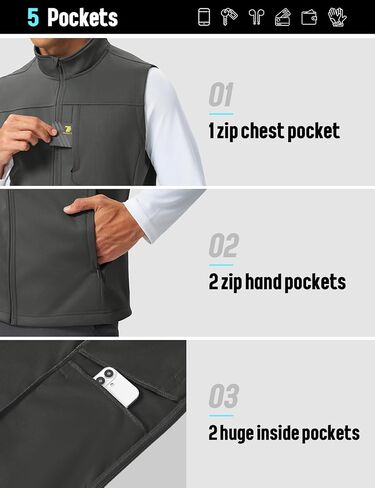 TBMPOY Men's Lightweight Softshell Vests Windproof Sleeveless Jackets Golf Outdoor Outerwear Summer Hiking Travel Cycling in Kuwait