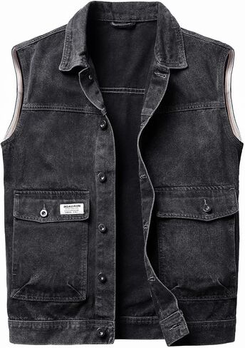 Men's Denim Vest Gilet Casual Vintage Biker Sleeveless Jacket Cowboy Jeans Waistcoat Retro Photography Outerwear in Saudi Arabia