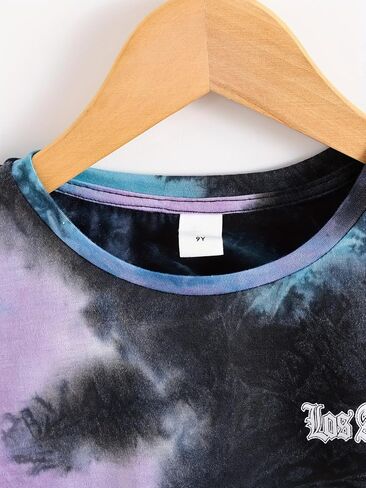 Boys Tie Dye Short Sleeve T-Shirt Cool Casual Summer Tee Soft Blend Top for Kids in Kuwait