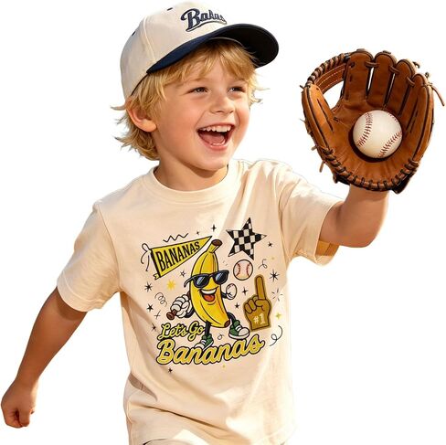 KEKEMI Toddler Boy Girl Baseball Shirt Let’s Go Bananas Ballgame T Shirt Cute Sport Tee Game Day Tops Baseball Banana Clothes in Kuwait