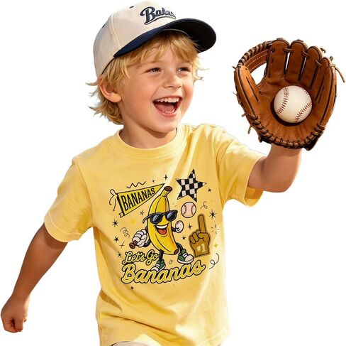 KEKEMI Toddler Boy Girl Baseball Shirt Let’s Go Bananas Ballgame T Shirt Cute Sport Tee Game Day Tops Baseball Banana Clothes in Kuwait