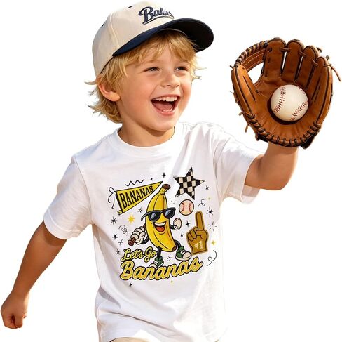 KEKEMI Toddler Boy Girl Baseball Shirt Let’s Go Bananas Ballgame T Shirt Cute Sport Tee Game Day Tops Baseball Banana Clothes in Kuwait