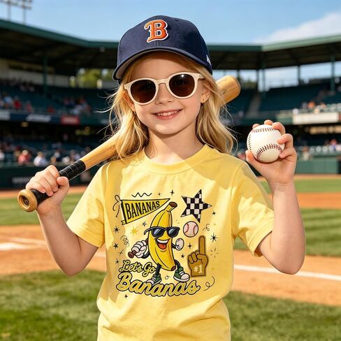 KEKEMI Toddler Boy Girl Baseball Shirt Let’s Go Bananas Ballgame T Shirt Cute Sport Tee Game Day Tops Baseball Banana Clothes in Kuwait