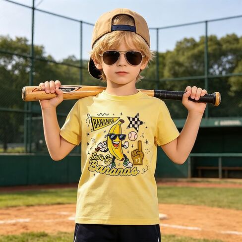 KEKEMI Toddler Boy Girl Baseball Shirt Let’s Go Bananas Ballgame T Shirt Cute Sport Tee Game Day Tops Baseball Banana Clothes in Kuwait