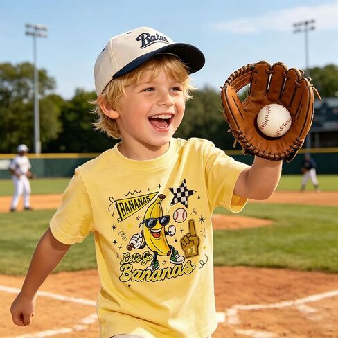 KEKEMI Toddler Boy Girl Baseball Shirt Let’s Go Bananas Ballgame T Shirt Cute Sport Tee Game Day Tops Baseball Banana Clothes in Kuwait