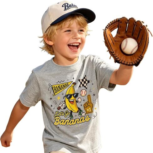 KEKEMI Toddler Boy Girl Baseball Shirt Let’s Go Bananas Ballgame T Shirt Cute Sport Tee Game Day Tops Baseball Banana Clothes in Kuwait