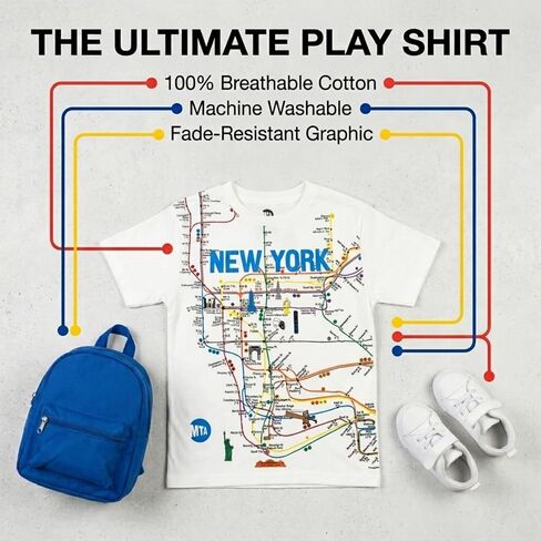 تي شيرت Artisan Owl New York MTA Subway للأطفال، أبيض in Kuwait