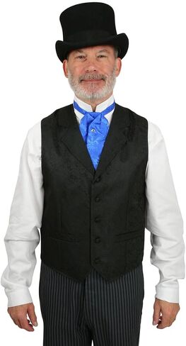 Historical Emporium Men's Satin Brocade Formal Suit Vest, Victorian Edwardian Tuxedo Dress Waistcoat in Saudi Arabia