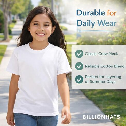 24 Pack Kids Cotton T-Shirts Bulk, Wholesale Unisex Children Tees, Lightweight T-Shirt Packs for Girls in Kuwait