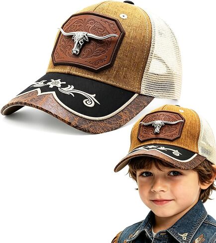 URAMAN Country Hats for Boys Girls Cowboy Hats for Kids Western Trucker Hat Toddler Baseball Cap for Rodeo Theme Party in Saudi Arabia