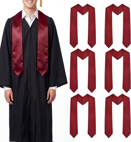 6 Pcs Graduation Stole Class Of 2026 Bulk Plain Satin Stoles Sash For Unisex Adults, 60" Honor Stoles in Saudi Arabia