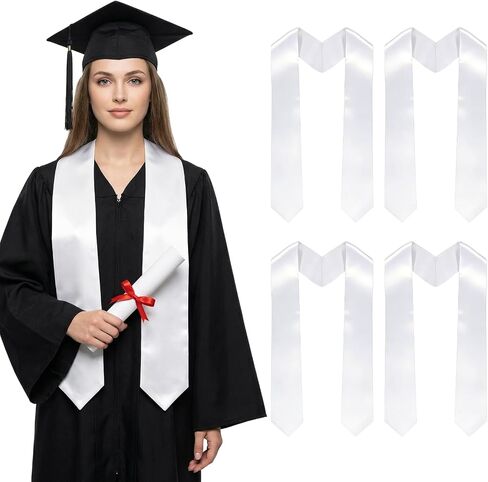4 Pieces 72 Inch Unisex Graduation Stole Sash Sublimation Adult Plain Graduate Honor Stole Blank in Kuwait