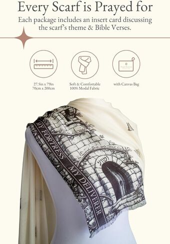 Refuge Prayer Scarf – Christian Scripture Prayer Shawl with Bible Verses, Lightweight Modal Christian Scarf, Christian Gift, Bible Study & Prayer Gift in Saudi Arabia
